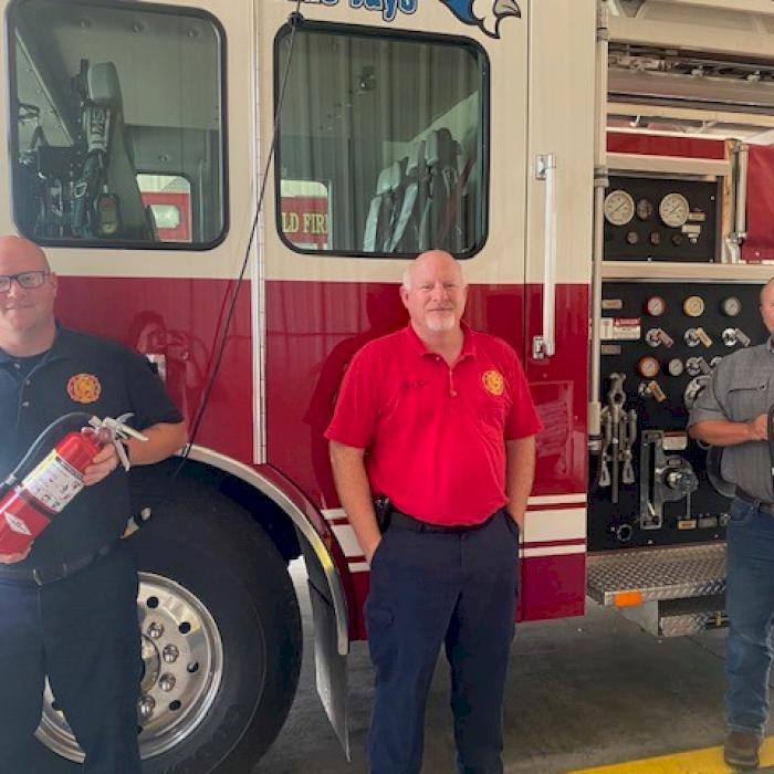 Pictured from left to right: Tony Saitz- Lieutenant, Marshfield Fire Department; Michael Taylor- Chief, Marshfield Fire Department and Nathan Gentges- EHS Manager, Tyler Pipe & Coupling